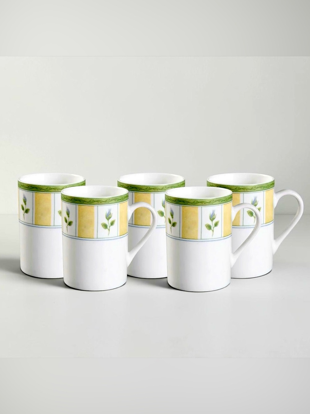 Studio Nova Tea Rose Porcelain Mug Set of 5 Yellow Green Blue Floral